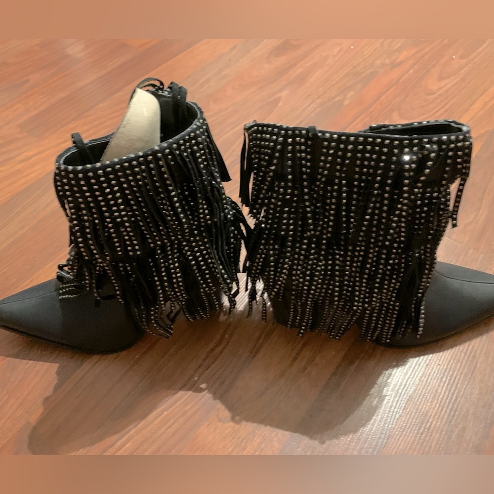 Sparkly fringe booties